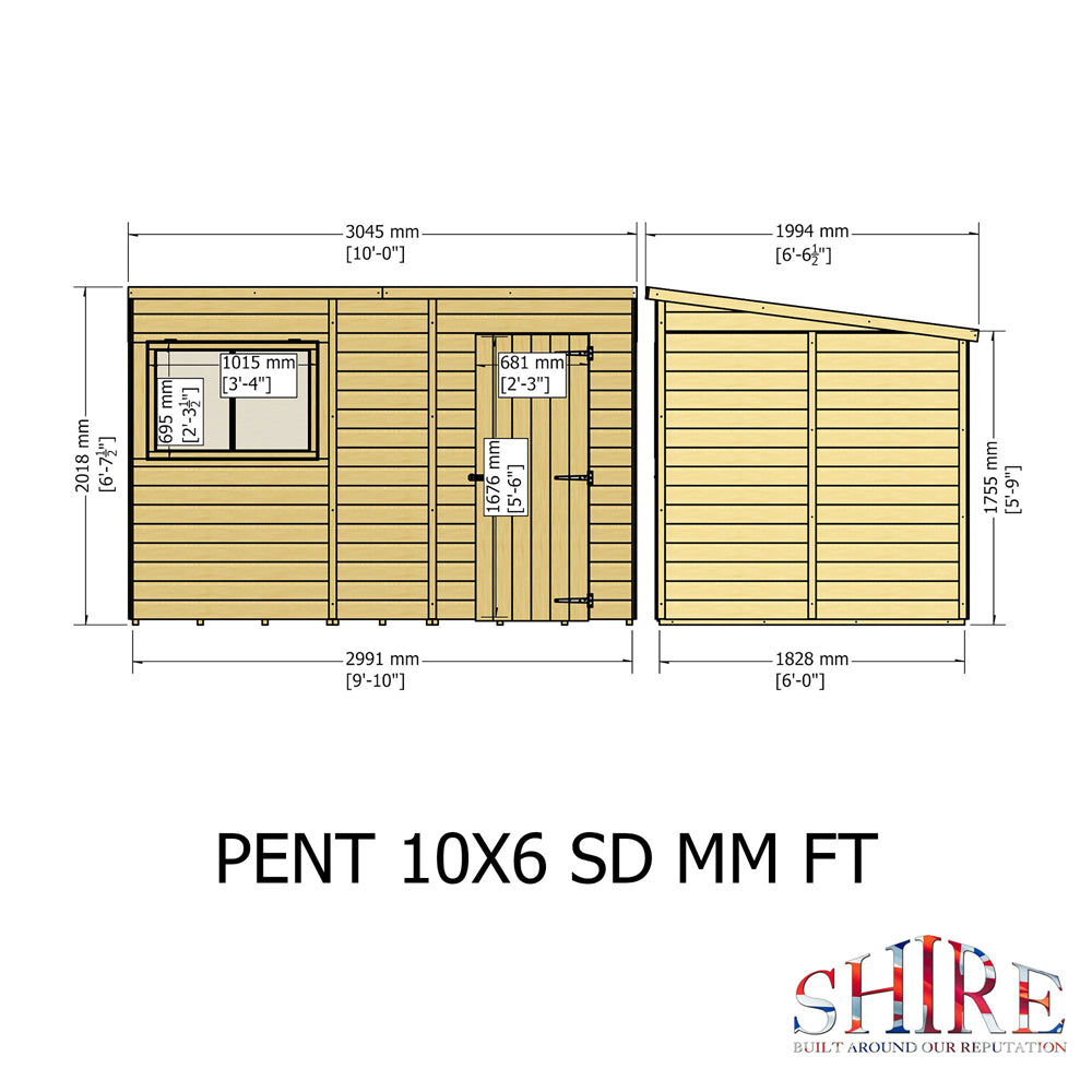 Shire 7x7 Double Door Pent Shed