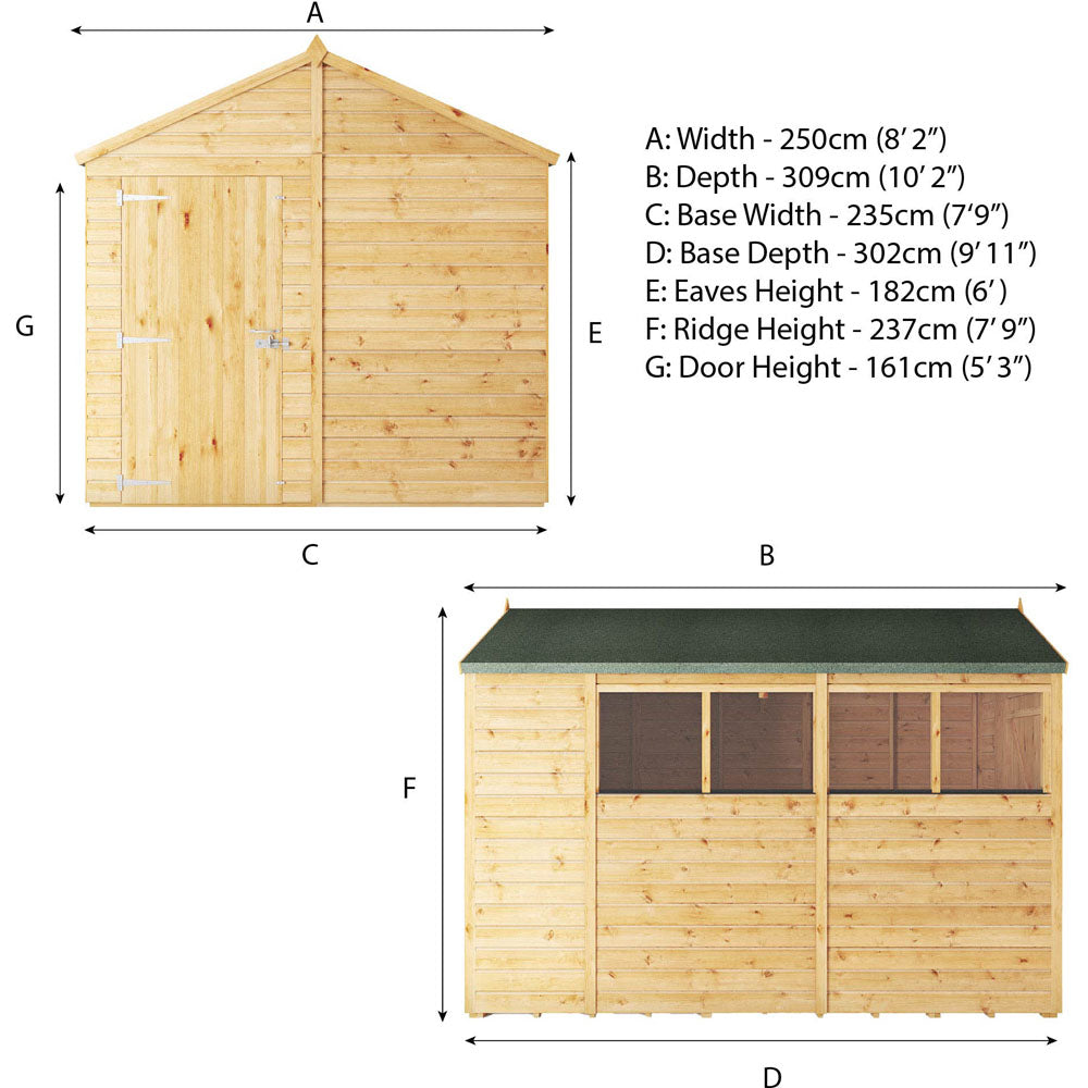 Mercia 10x8 Woodsman Shiplap Apex - Glass