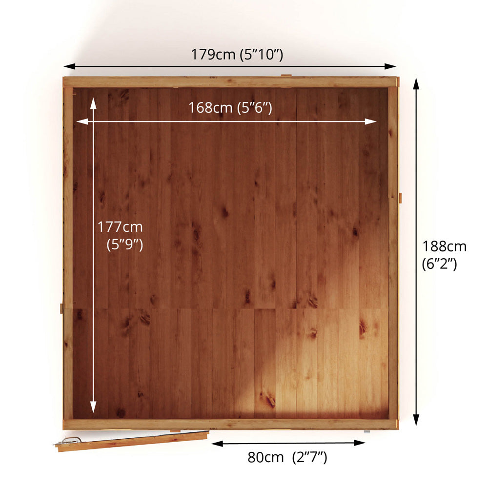 Mercia 6x6 Woodsman Shiplap Pent - Glass