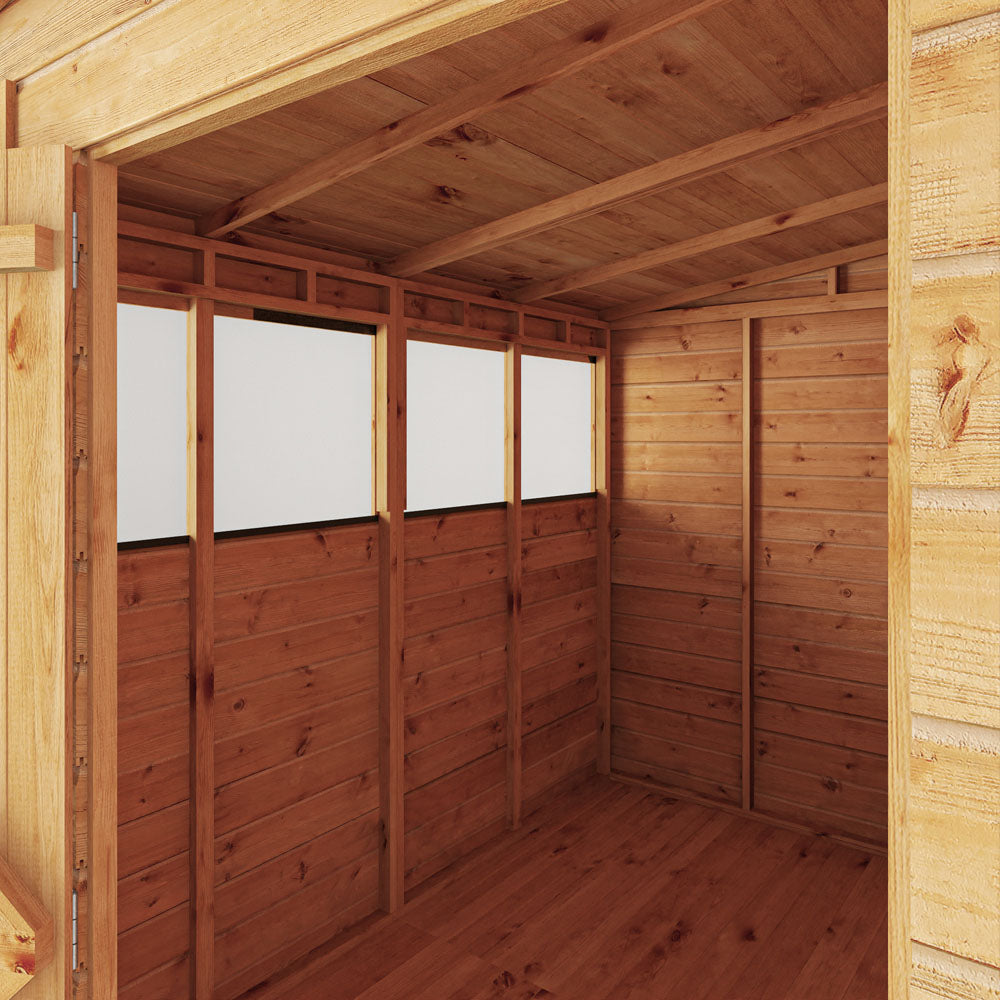 Mercia 8x6 Woodsman Shiplap Pent - Glass