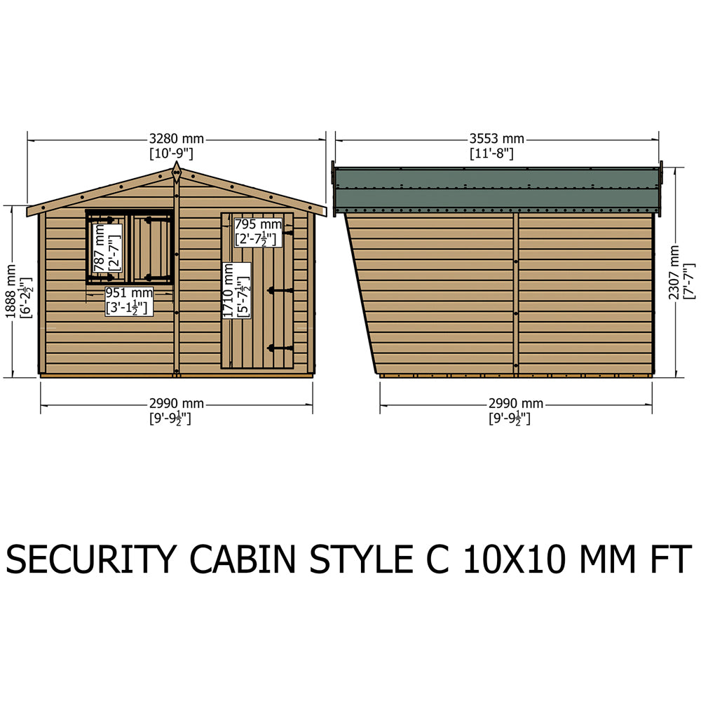 Shire Security Cabin 10x10 Shiplap Style C