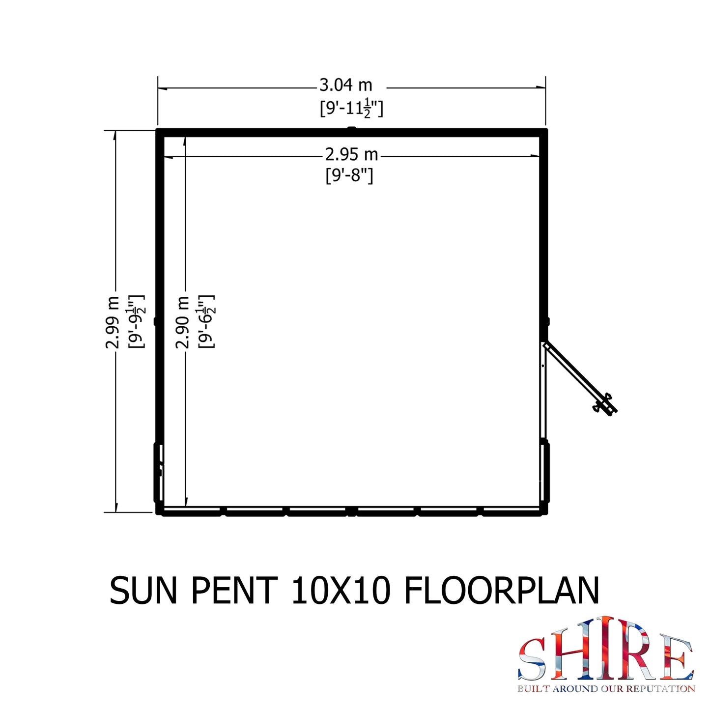 Shire Sun Pent 10x10 Single Door Loglap Style B