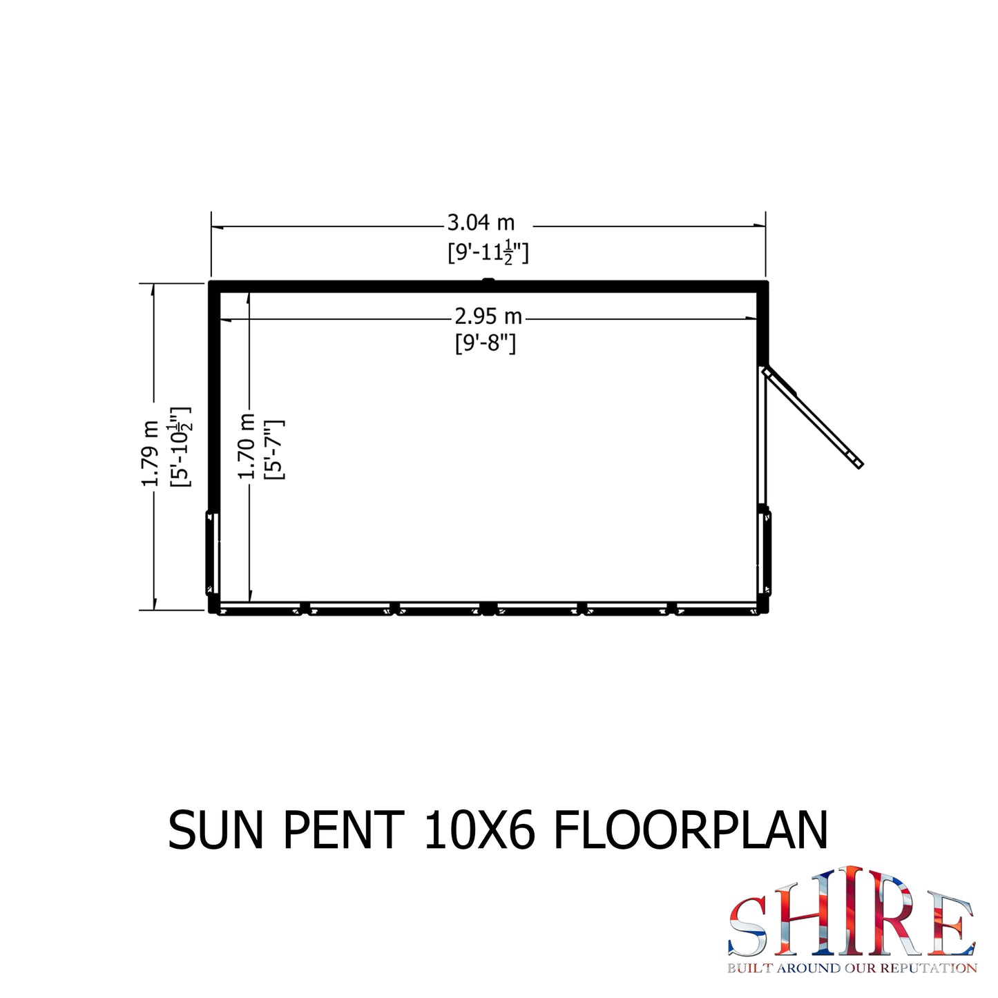 Shire Sun Pent 10x6 Single Door Shiplap Style B