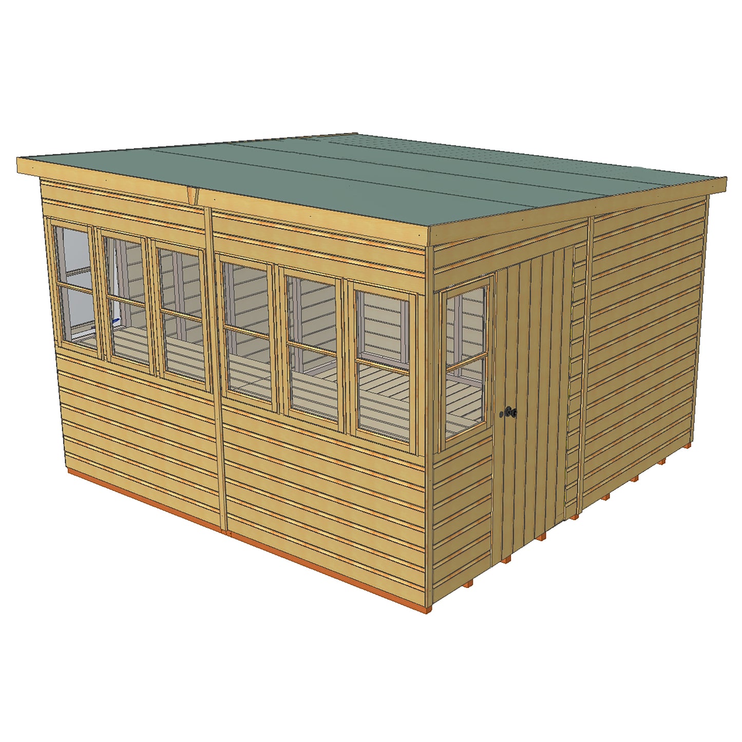Shire Sun Pent 10x10 Single Door Loglap Style B