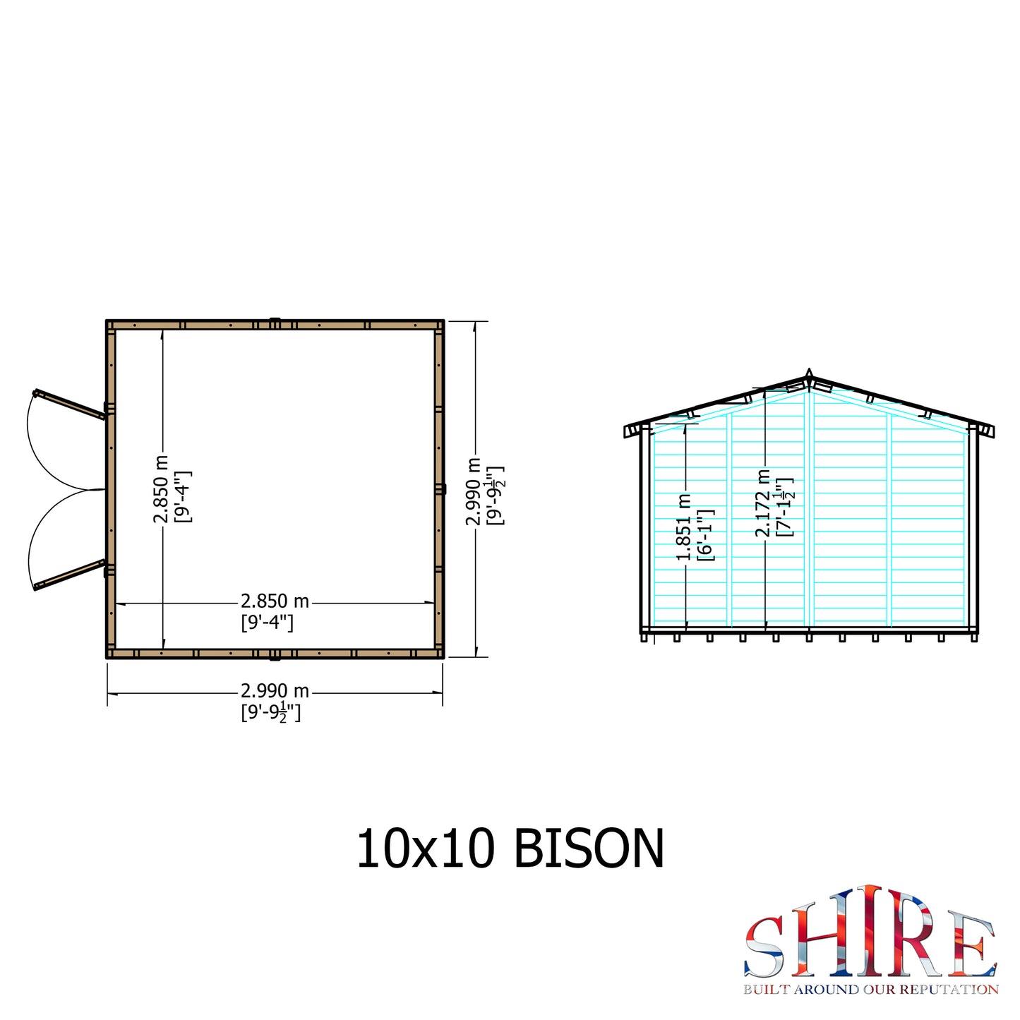 Shire Bison 10x10 Double Door Loglap