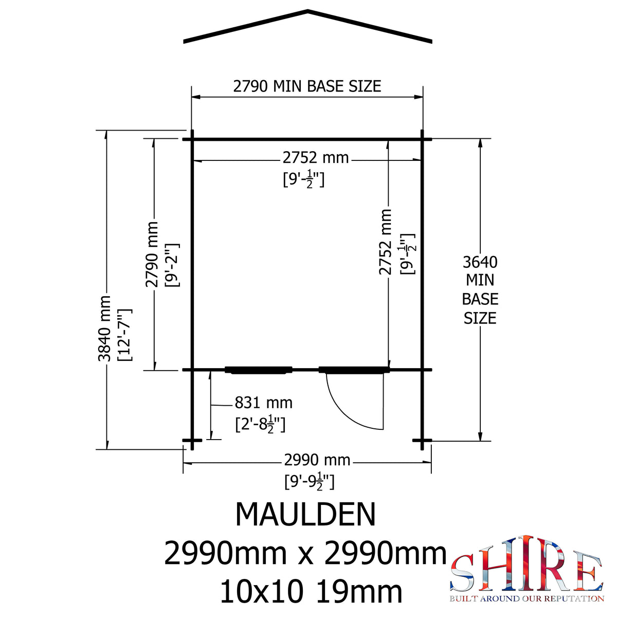 Shire Maulden with veranda 10x10 19mm Log Cabin