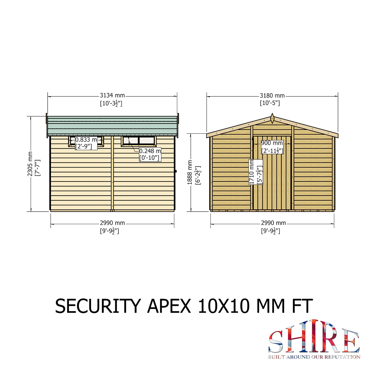 Shire Security Apex 10x10 Single Door Shiplap
