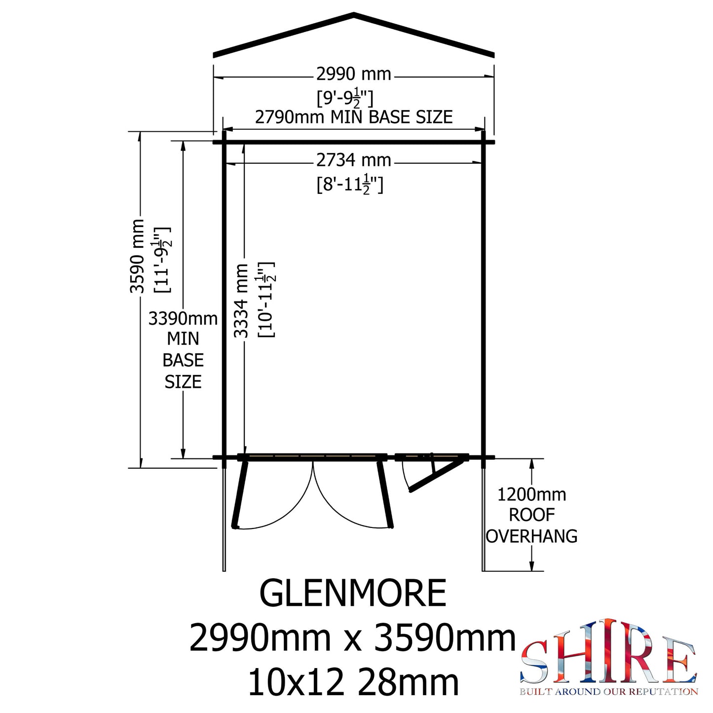 Shire Glenmore 10x12 Log Cabin (28mm - 70mm Logs)