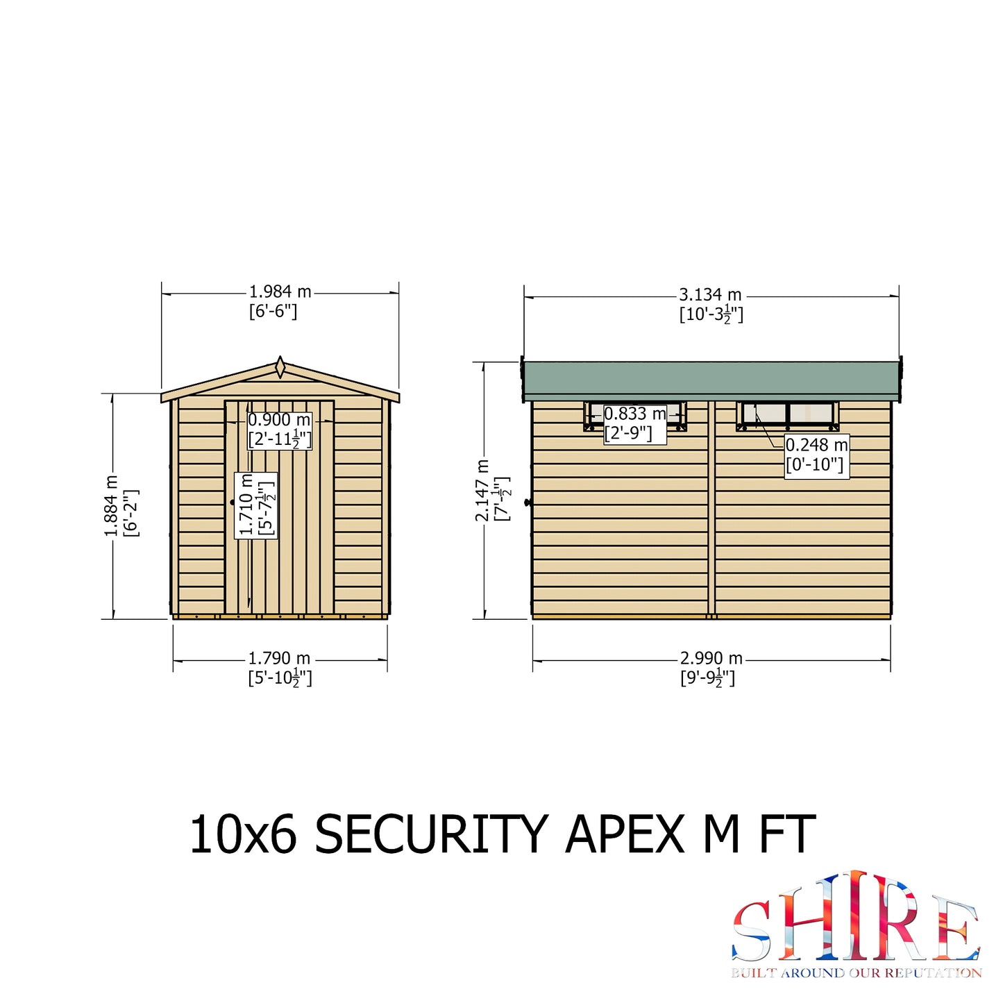 Shire Security Apex 10x6 Single Door Shiplap