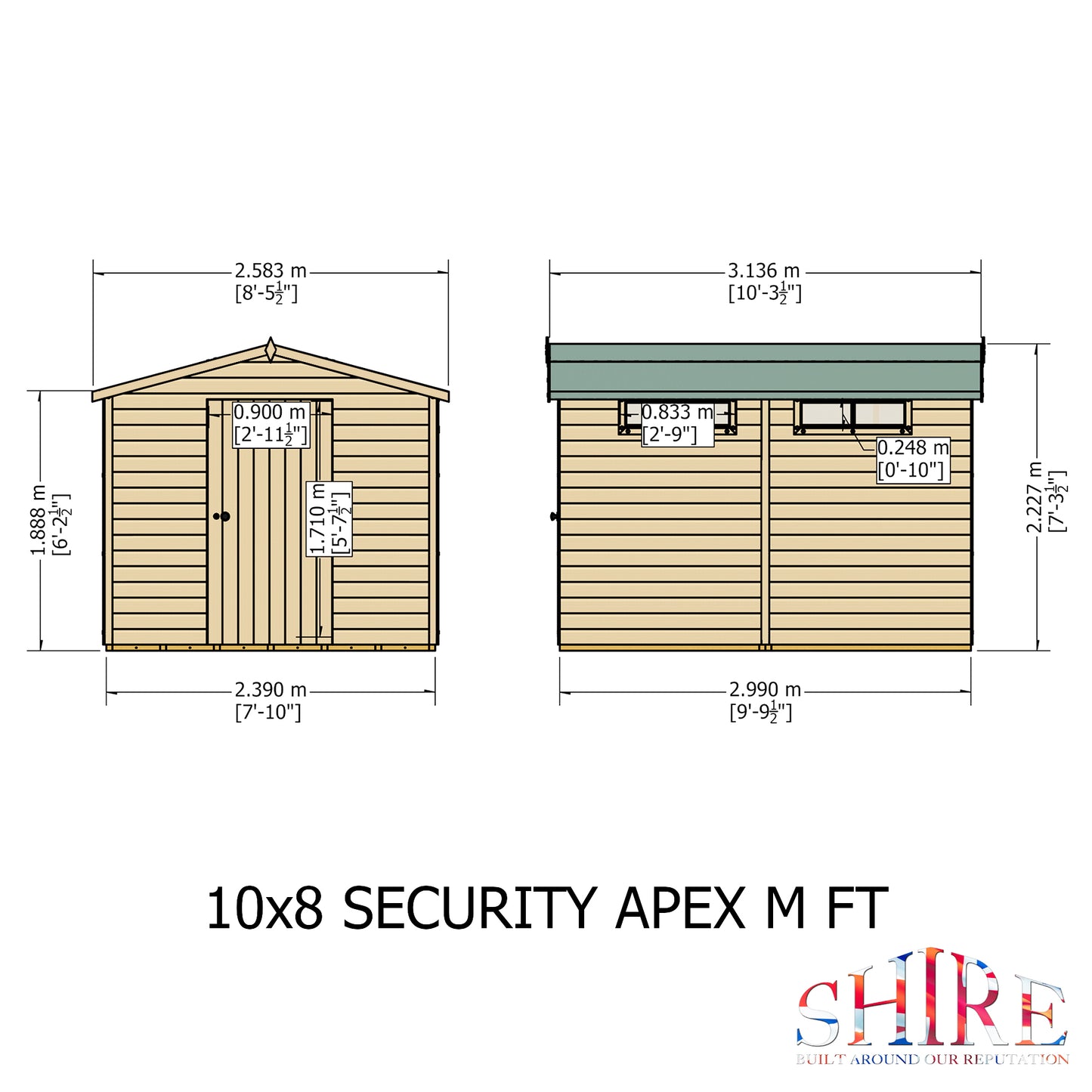 Shire Security Apex 10x8 Single Door Shiplap