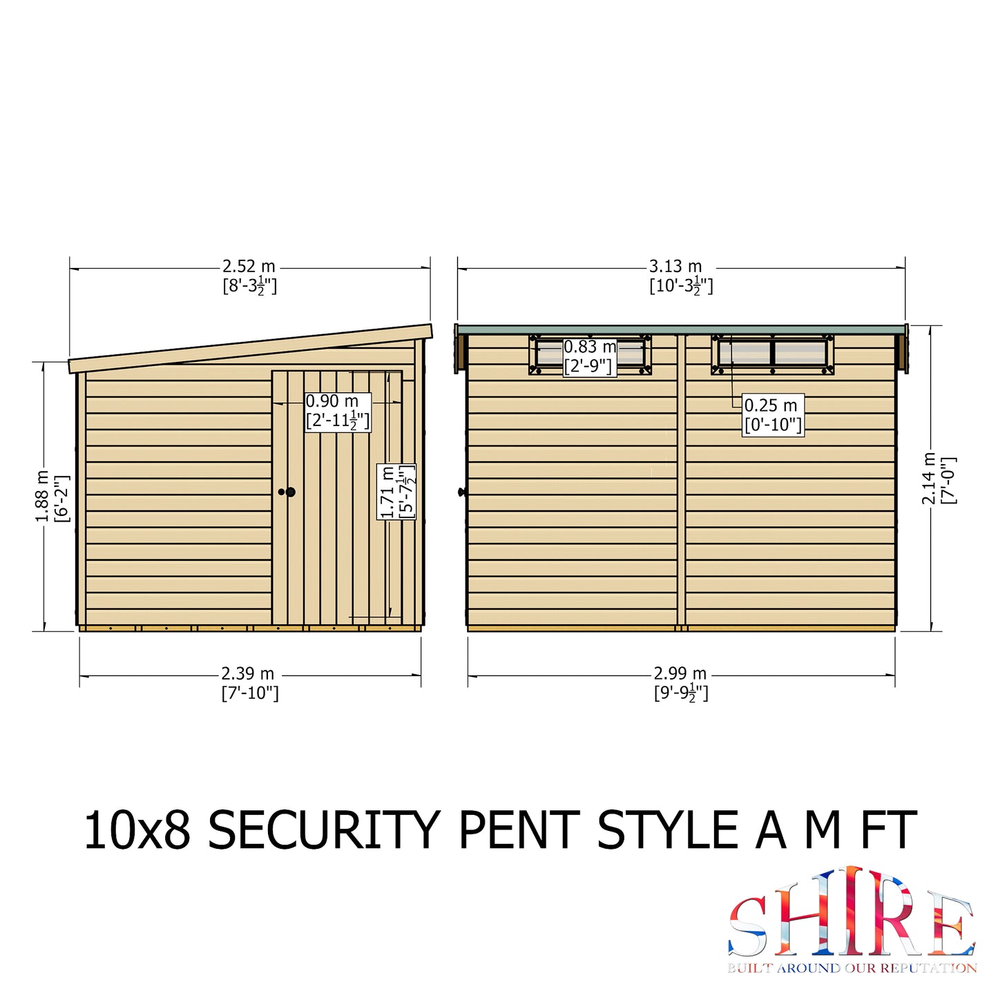 Shire Security Pent 10x8 Single Door Shiplap