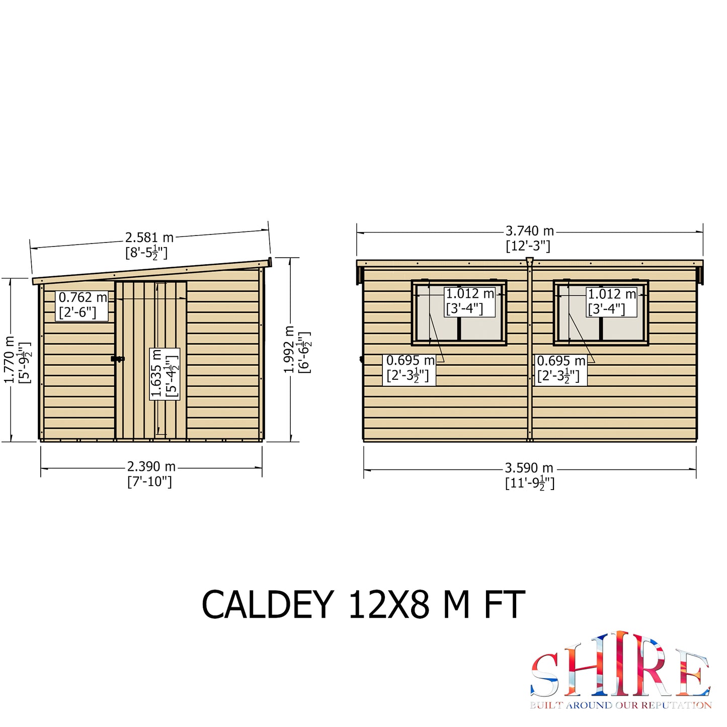 Shire Caldey Single Door 12x8 Shiplap Style A