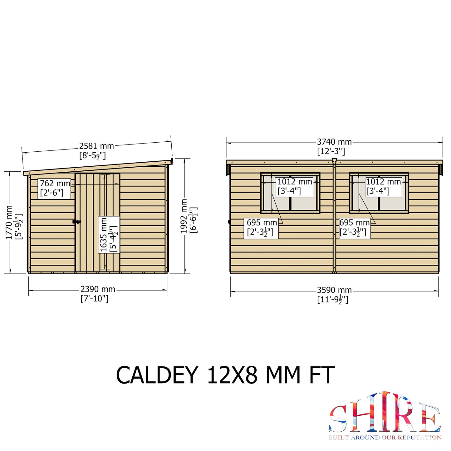 Shire Caldey Single Door 12x8 Shiplap Style A