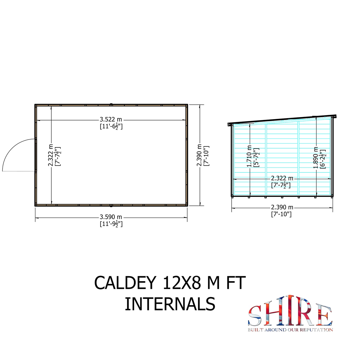 Shire Caldey Single Door 12x8 Shiplap Style A