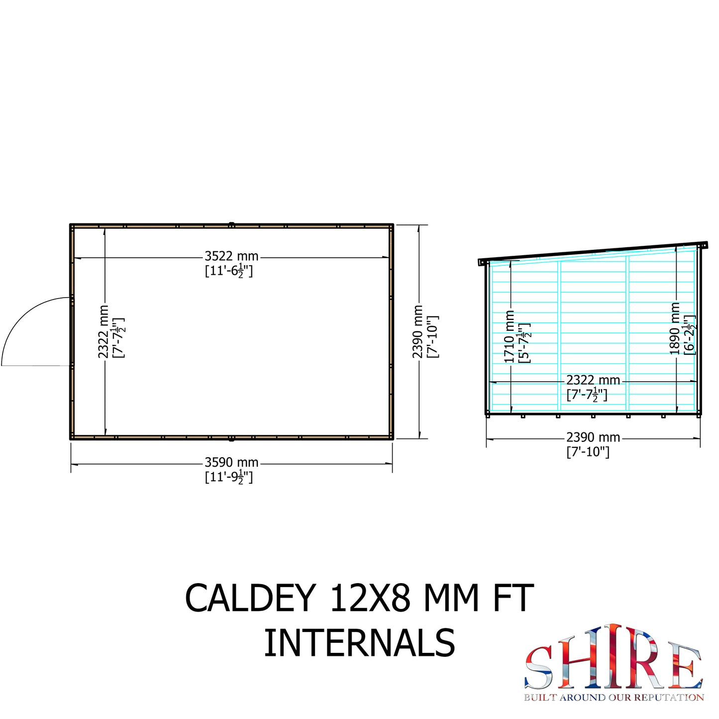 Shire Caldey Single Door 12x8 Shiplap Style A