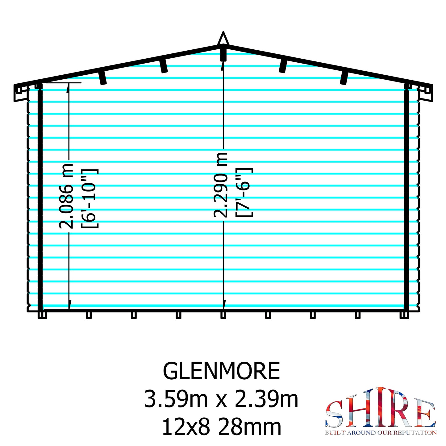 Shire Glenmore 12Gx8 Log Cabin (28mm to 70mm Log)