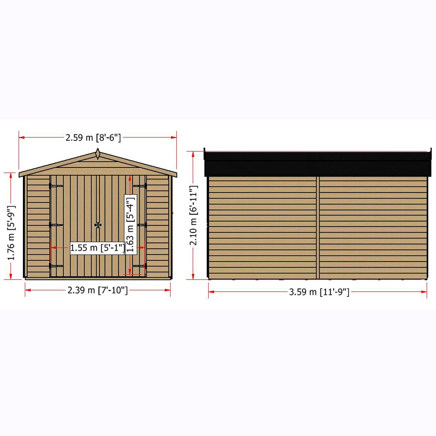 Shire Overlap Double Door No windows 12x8 D/D