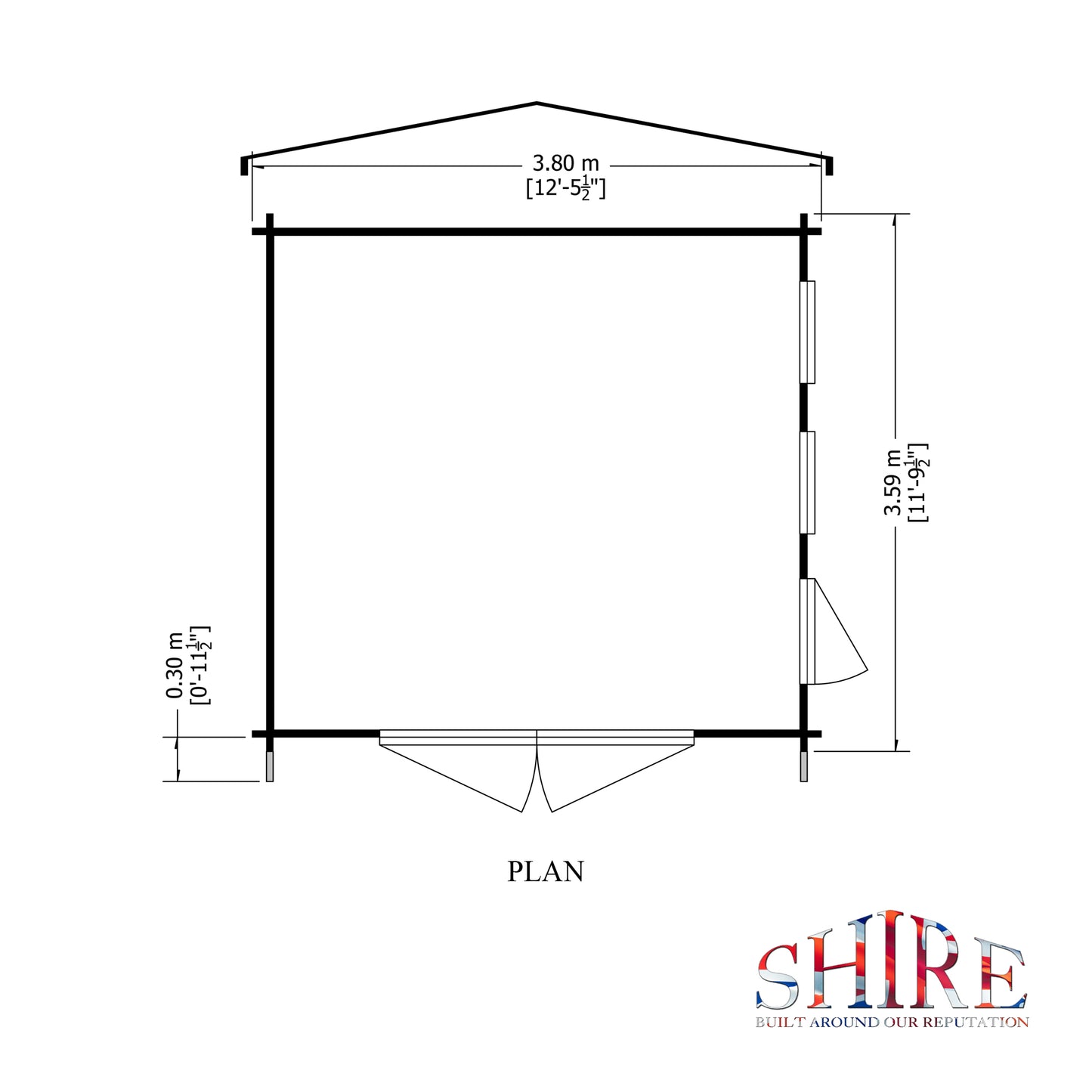 Shire Bradenham 13x12 Log Cabin (28mm - 70mm Logs)