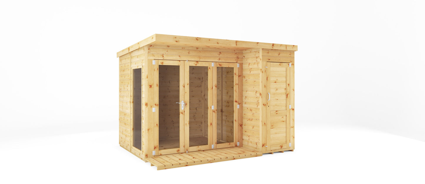 Mercia 10x8 Premium Garden Room Summerhouse With Side Shed