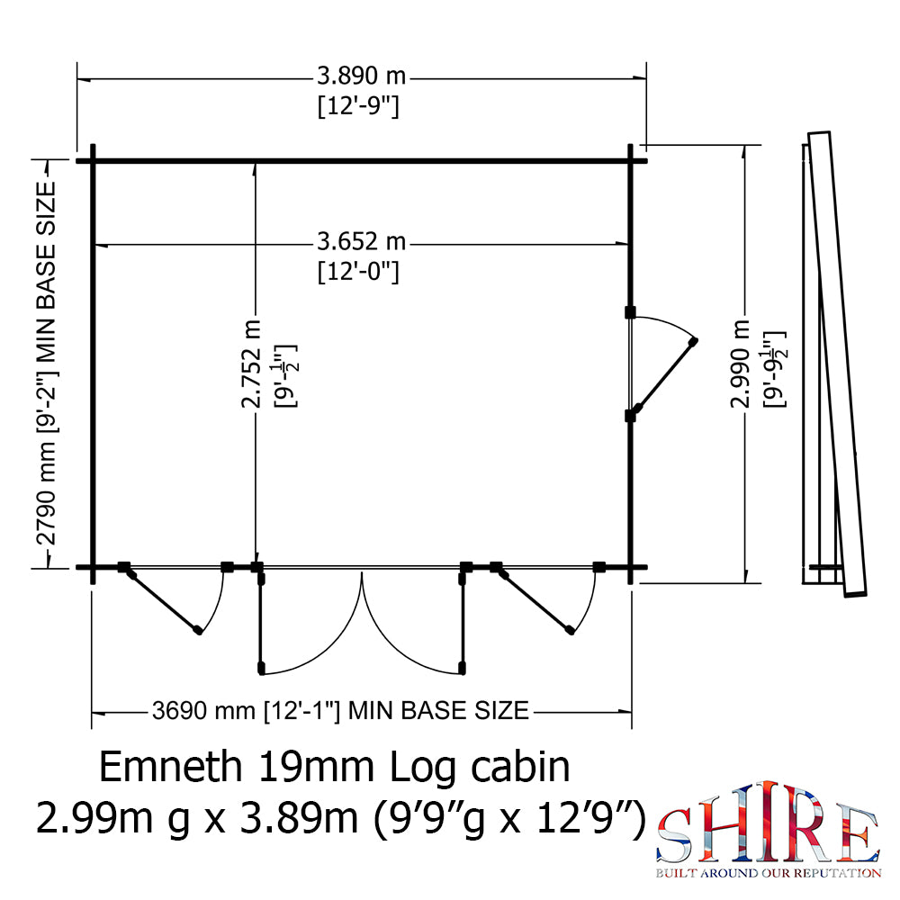 Shire Emneth 10x13 19mm Log Cabin