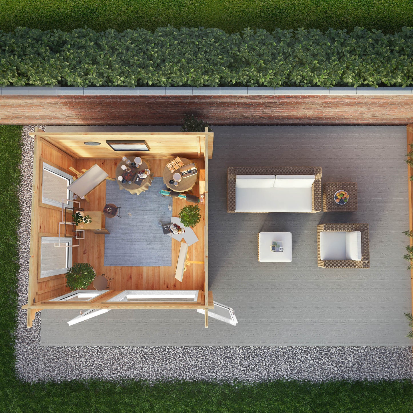 Mercia 3m x 3m Studio Pent Log Cabin - 44mm - (UPVC Windows & Doors) - White