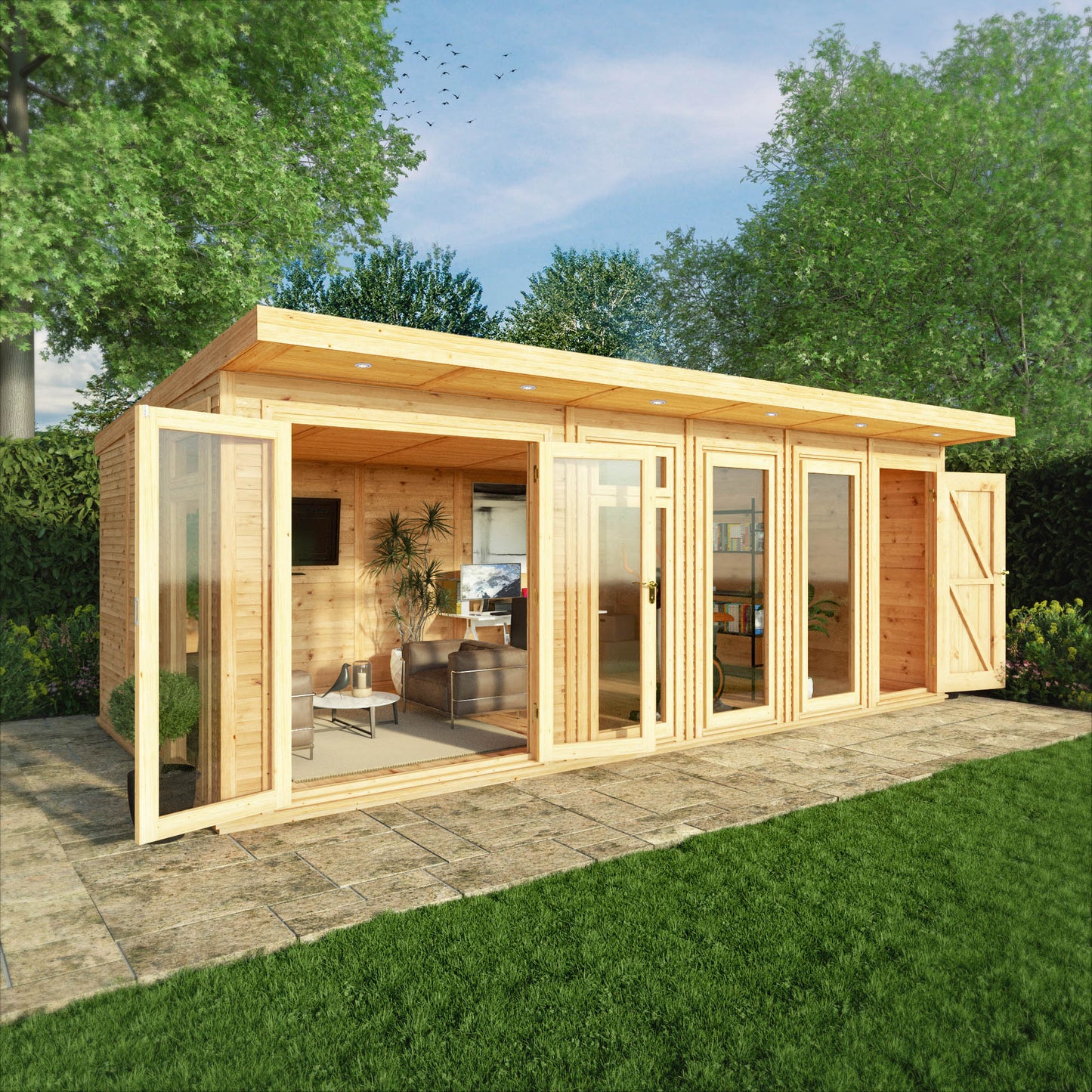 Mercia 6mx3m(D) Insulated Garden Room with Side Shed