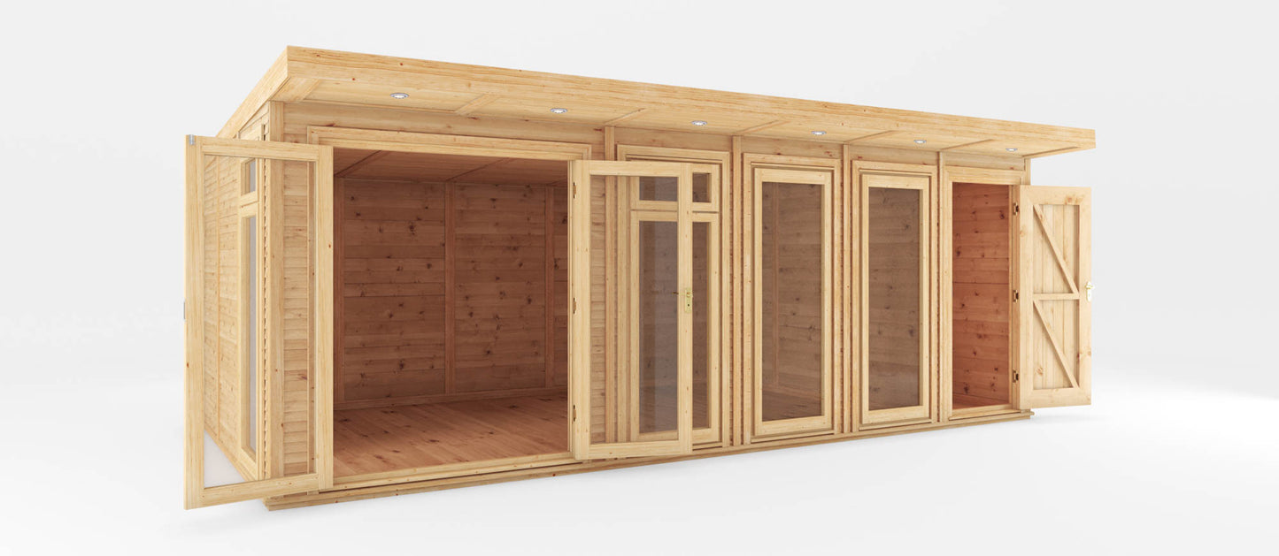 Mercia 6mx3m(D) Insulated Garden Room with Side Shed