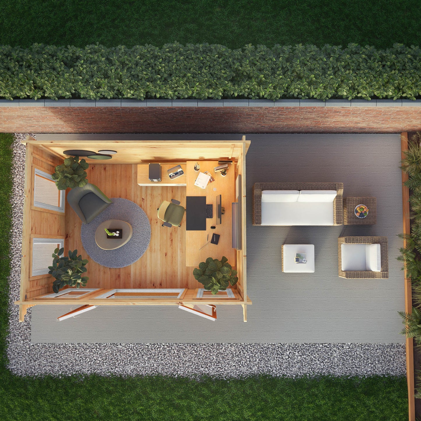 Mercia 4m x 3m Studio Pent Log Cabin - 44mm (UPVC Windows & Door) - Oak