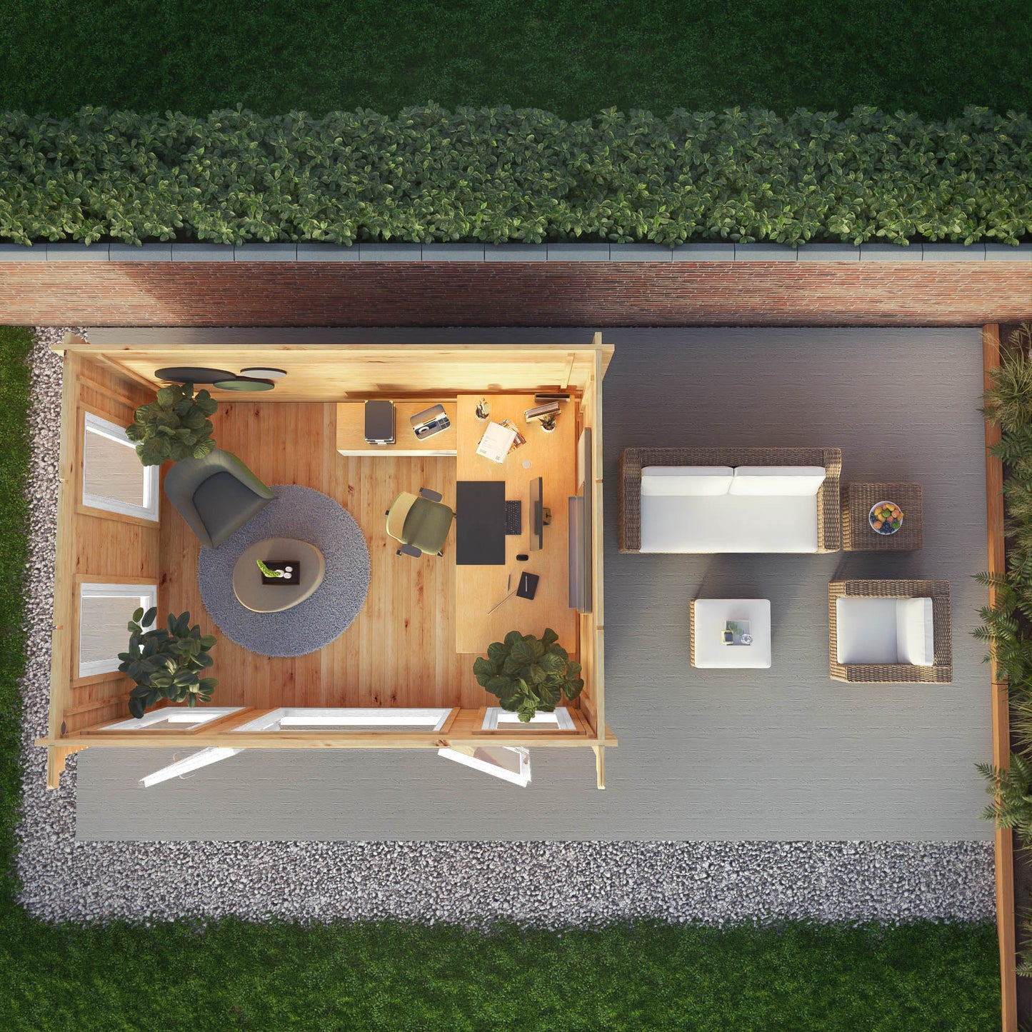 Mercia 4m x 3m Studio Pent Log Cabin - 44mm (UPVC Windows & Door) - White