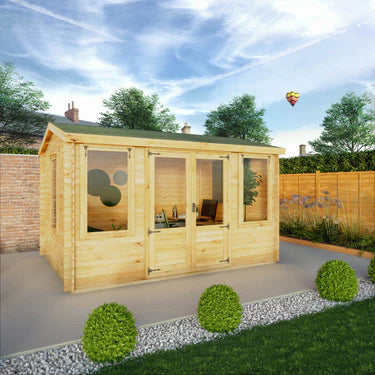 Mercia 4m x 3m Reverse Apex Log Cabin - 19mm