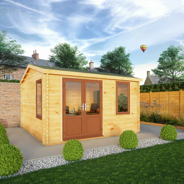 Mercia 4m x 4m Home Office Elite - 44mm (UPVC Windows & Door) - Oak