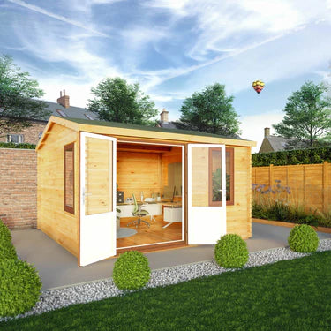 Mercia 4m x 4m Home Office Elite - 44mm (UPVC Windows & Door) - Oak
