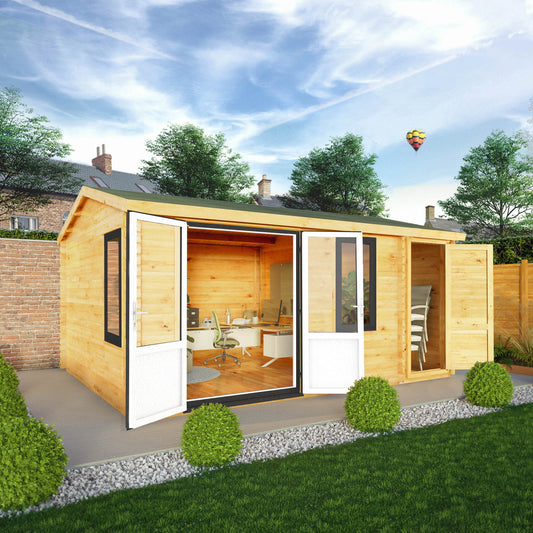 Mercia 5.1m x 4m Home Office Elite - 44mm (UPVC Windows & Door) - White