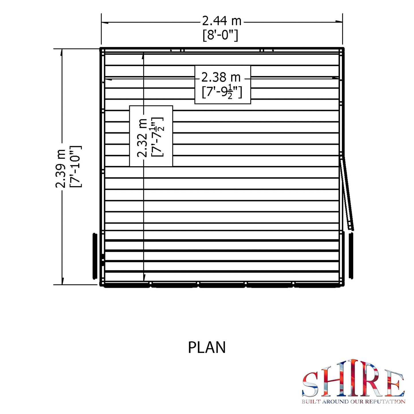 Shire Sun Pent 8x8 Double Door Shiplap Style B