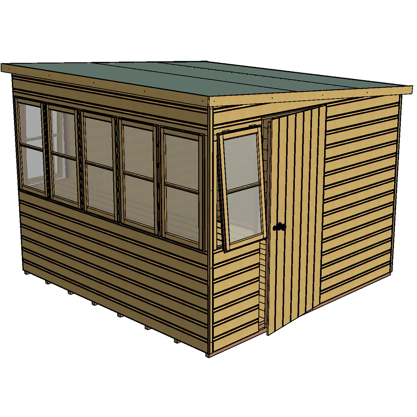 Shire Sun Pent 8x8 Double Door Shiplap Style B