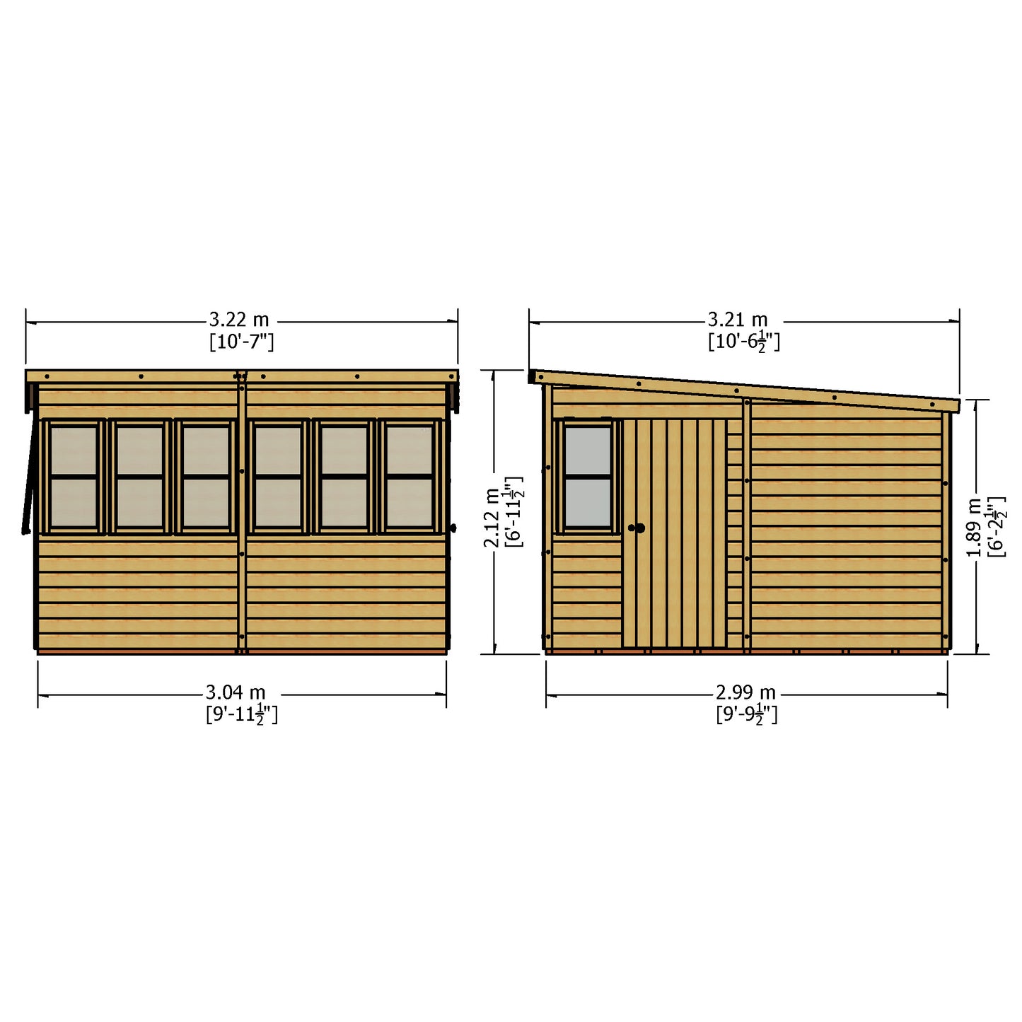 Shire Sun Pent 10x10 Single Door Loglap Style B