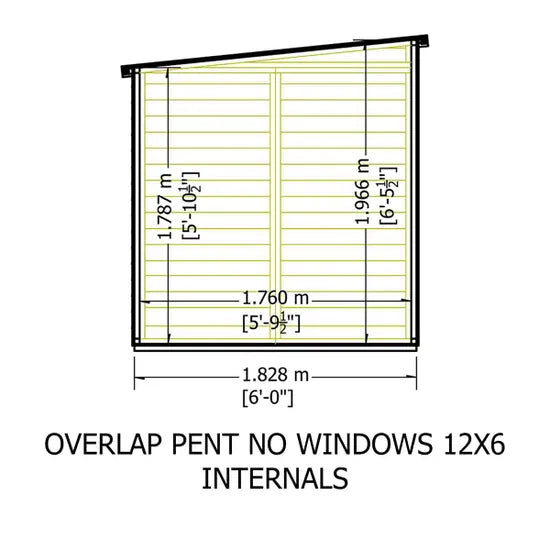 Shire Overlap Pent SD 12x6 No windows