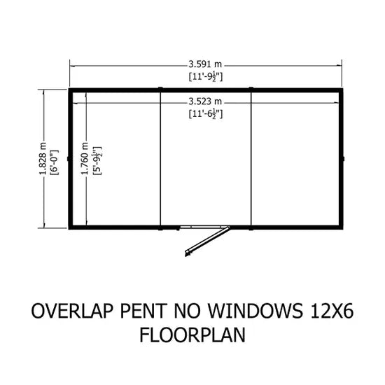 Shire Overlap Pent SD 12x6 No windows