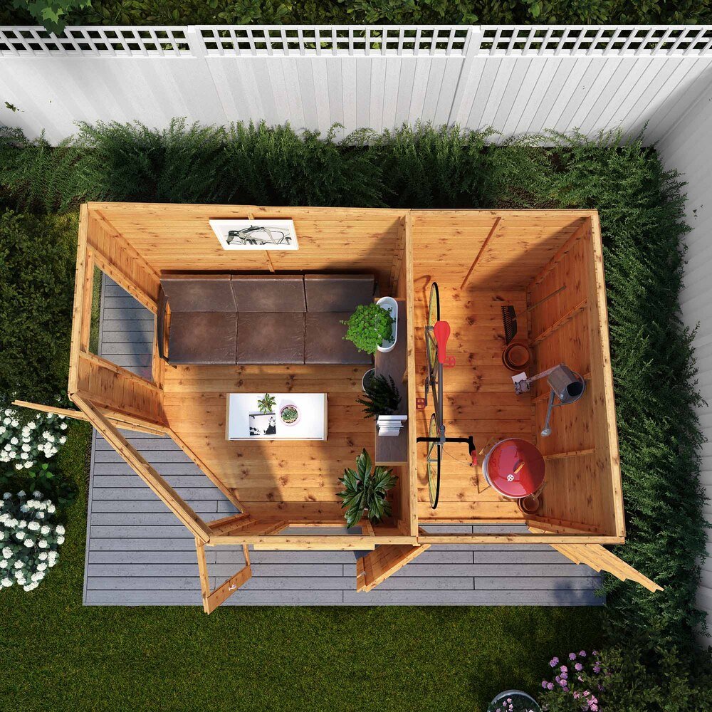 Mercia 7 x 11 Premium Corner Summerhouse With Side Shed
