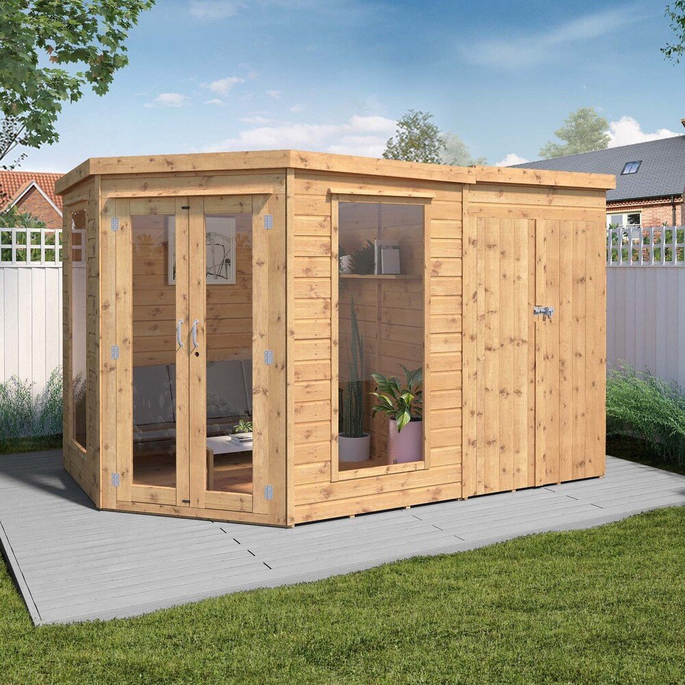 Mercia 7 x 11 Premium Corner Summerhouse With Side Shed
