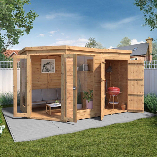 Mercia 7 x 11 Premium Corner Summerhouse With Side Shed