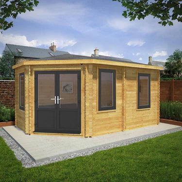 Mercia 5m x 3m Corner Lodge Log Cabin - 44mm (UPVC Windows & Door) - Grey