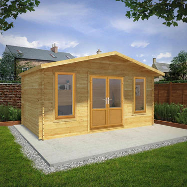 Mercia 5m x 3m Retreat Log Cabin - 44mm (UPVC Windows & Door) - Oak