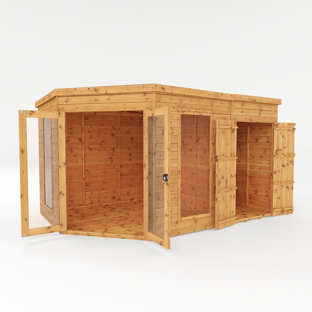 Mercia 8x12 Premium Corner Summerhouse With Side Shed