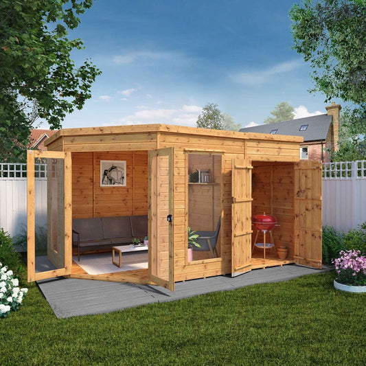 Mercia 8x12 Premium Corner Summerhouse With Side Shed