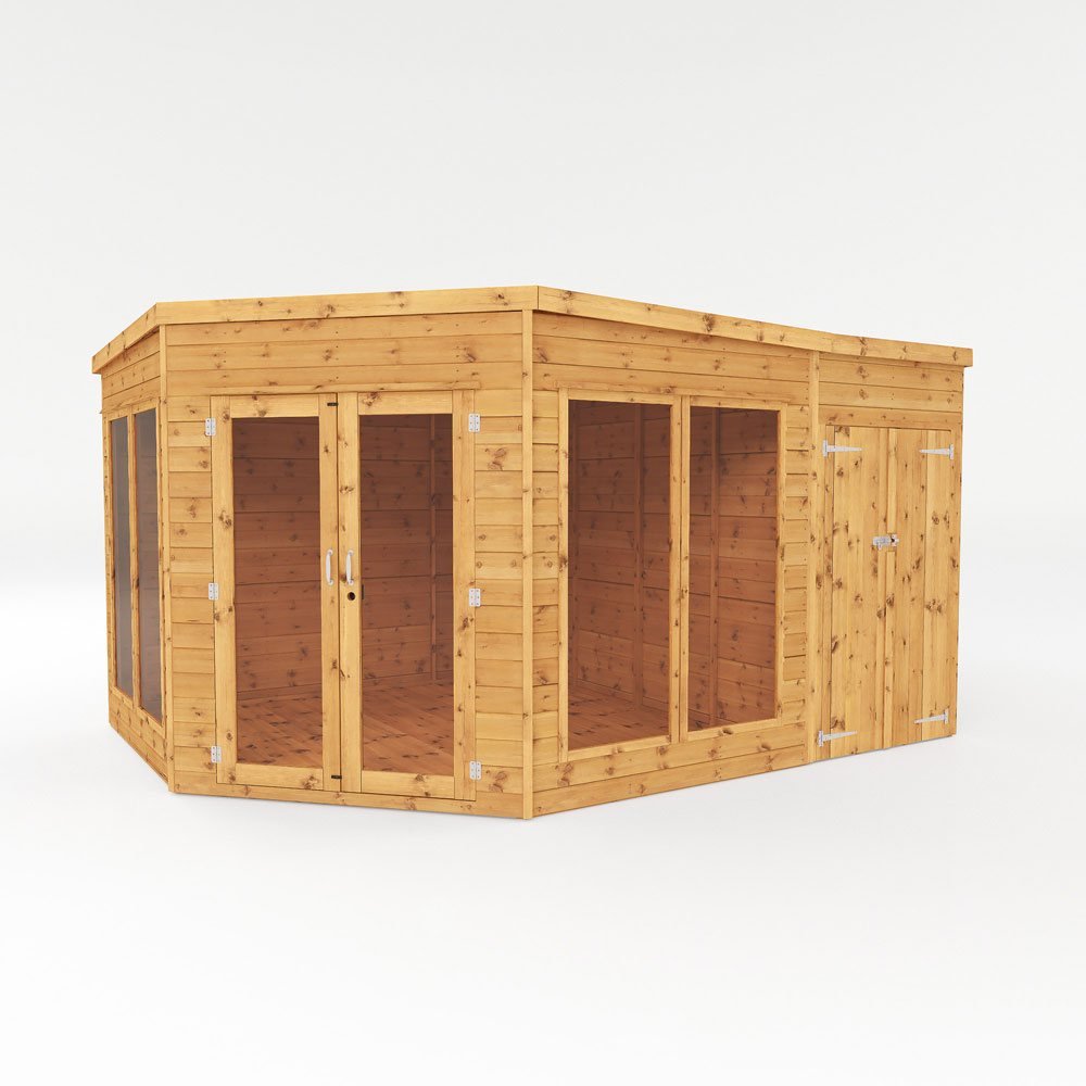 Mercia 9x13 Premium Corner Summerhouse With Side Shed
