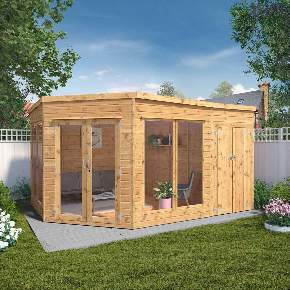 Mercia 9x13 Premium Corner Summerhouse With Side Shed
