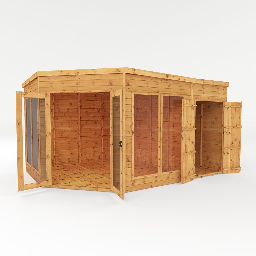 Mercia 9x13 Premium Corner Summerhouse With Side Shed