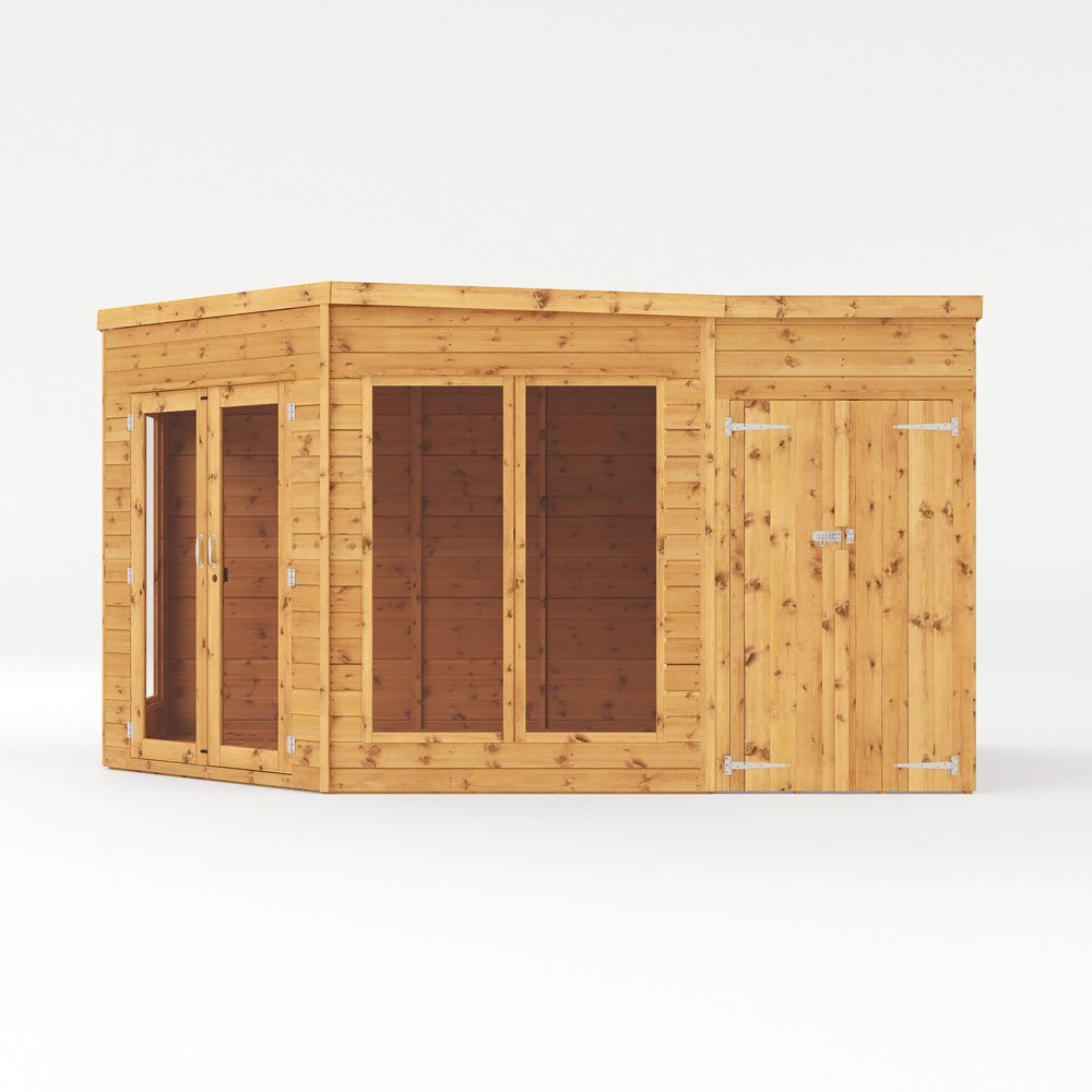 Mercia 9x13 Premium Corner Summerhouse With Side Shed