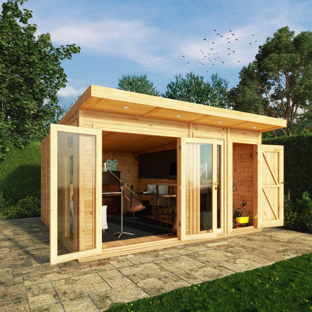 Mercia 4mx4m(D) Insulated Garden Room with Side Shed